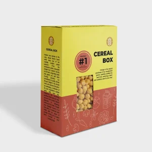 Window cereal boxes for displaying packaged cereals