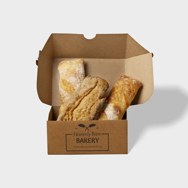 Kraft bakery boxes ideal for packaging cakes, pastries, and cookies.