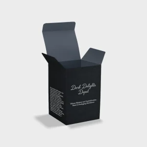 Custom black kraft tuck top box with matte finish and logo printing