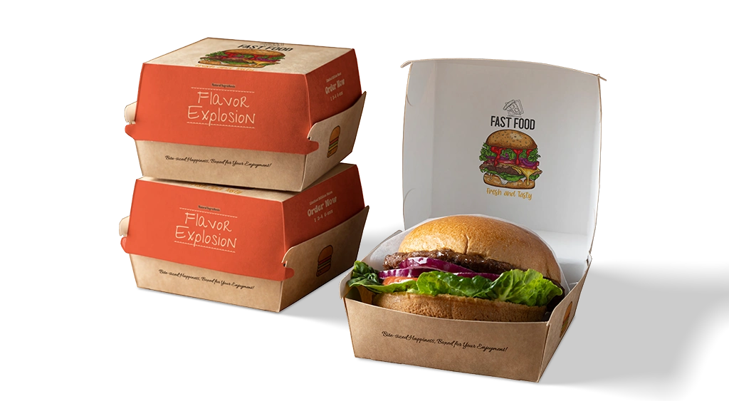Custom burger boxes wholesale for bulk packaging