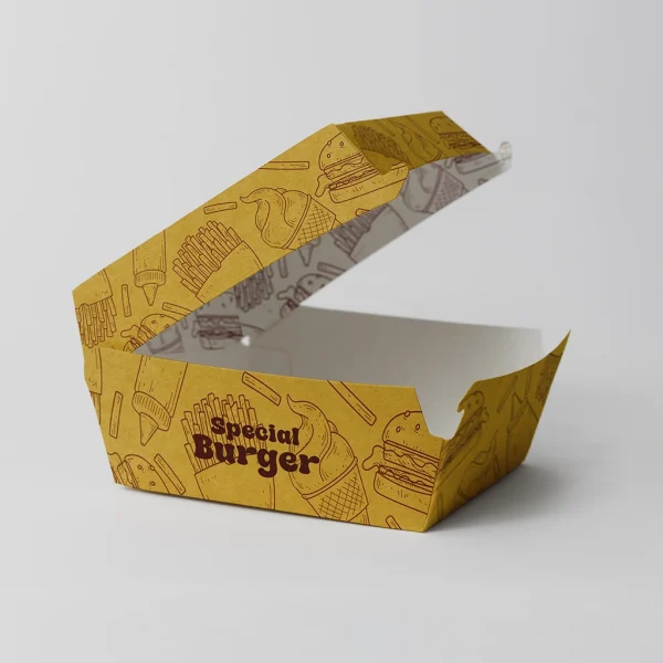 Burger packaging boxes designed for secure food delivery