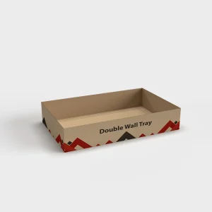Custom printed double wall tray boxes with vibrant designs and durable construction, ideal for premium product packaging.