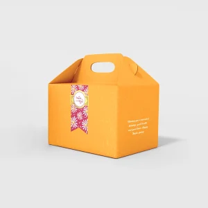 Custom gable box with logo, featuring personalized branding for retail and gift packaging