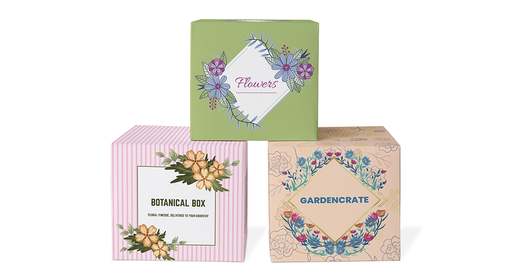Custom gift flower box with personalized branding and floral design