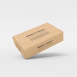 Custom kraft packaging boxes with printed design and natural brown finish