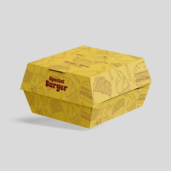 Printed burger boxes designed for fast food packaging