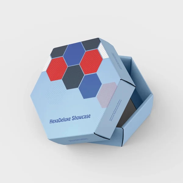 Customized hexagon boxes with logo and premium construction, perfect for unique product and gift packaging.