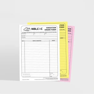 Customized NCR forms with tailored designs, ideal for business documentation and record-keeping.
