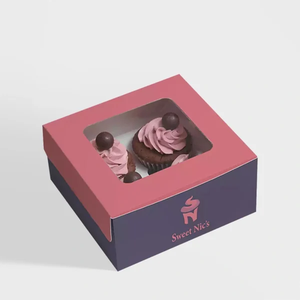 Die-Cut Window Cupcake Boxes with Logo for Premium Branding