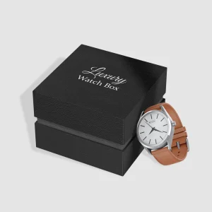 custom luxury printed black watch packaging boxes with logo