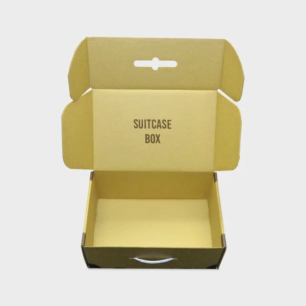 Mailer printed suitcase boxes with vibrant designs and durable construction, ideal for shipping and gifting.
