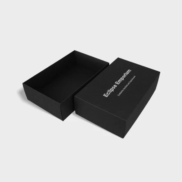 Personalized black kraft gift box with separate lid for elegant packaging