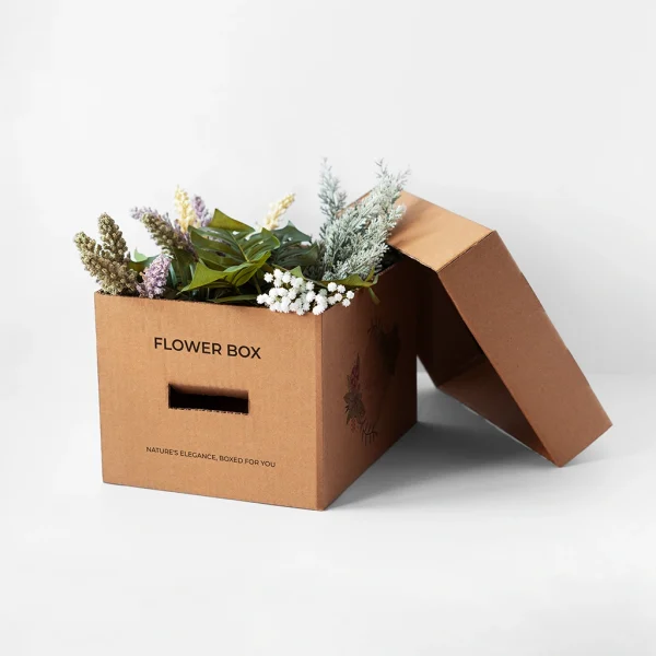 Eco-friendly kraft flower box with custom design for floral packaging