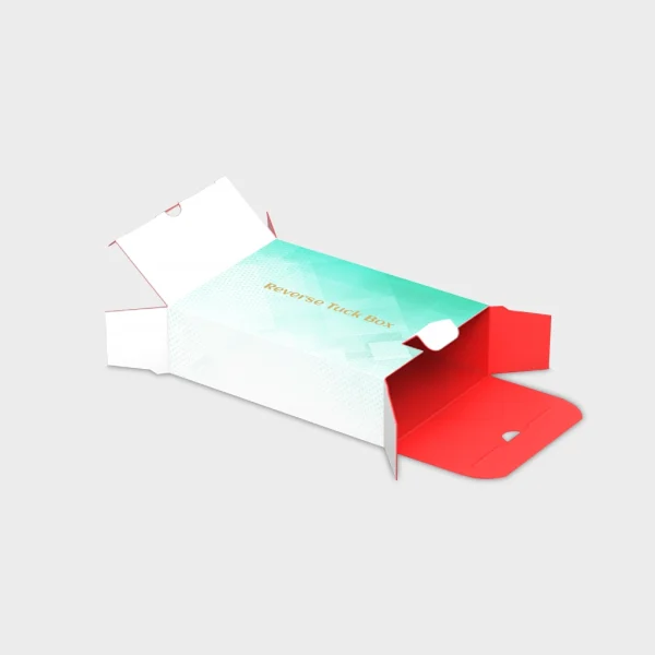 Printed reverse tuck boxes with custom designs and sturdy construction, ideal for retail and product packaging.