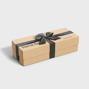 Two piece kraft boxes with black ribbon